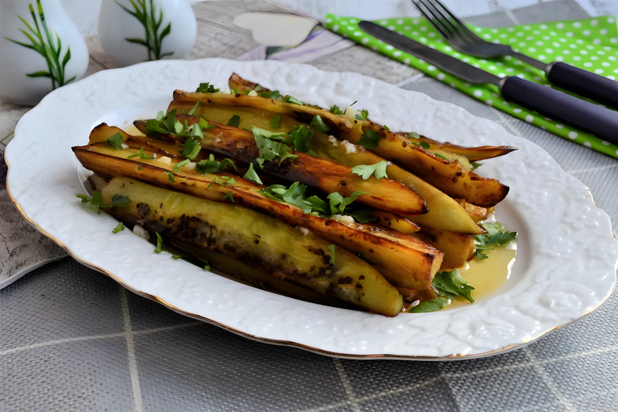 Aubergine i honningsauce