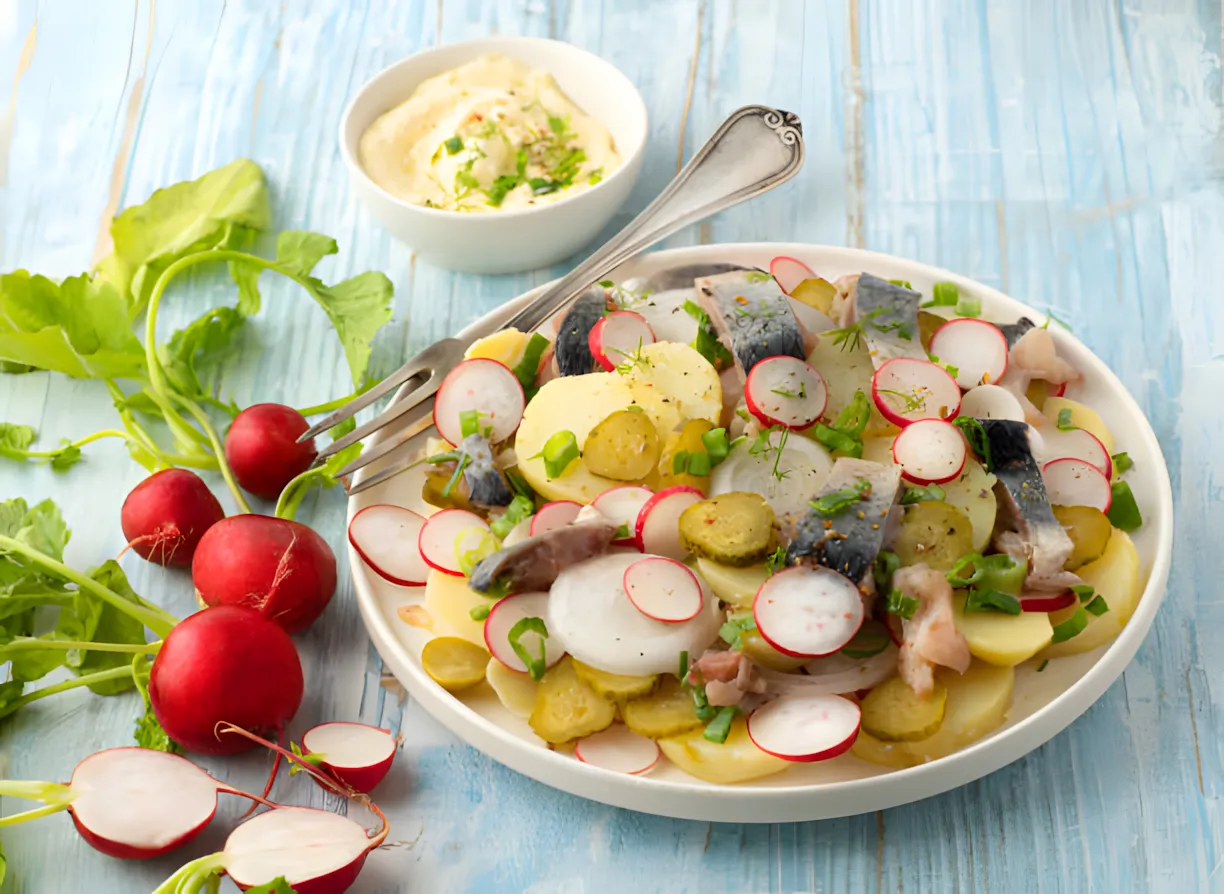 På det festlige bord værdsættes det mest. Lækker salat med sild "norsk", jeg deler en enkel opskrift