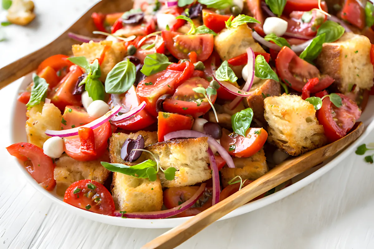 Sommer italiensk salat panzanella (panzanella)